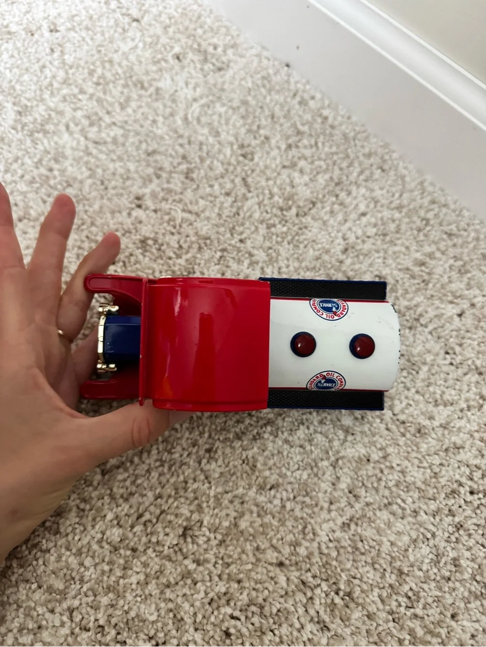 Vintage-Style Blue & Red Toy Truck